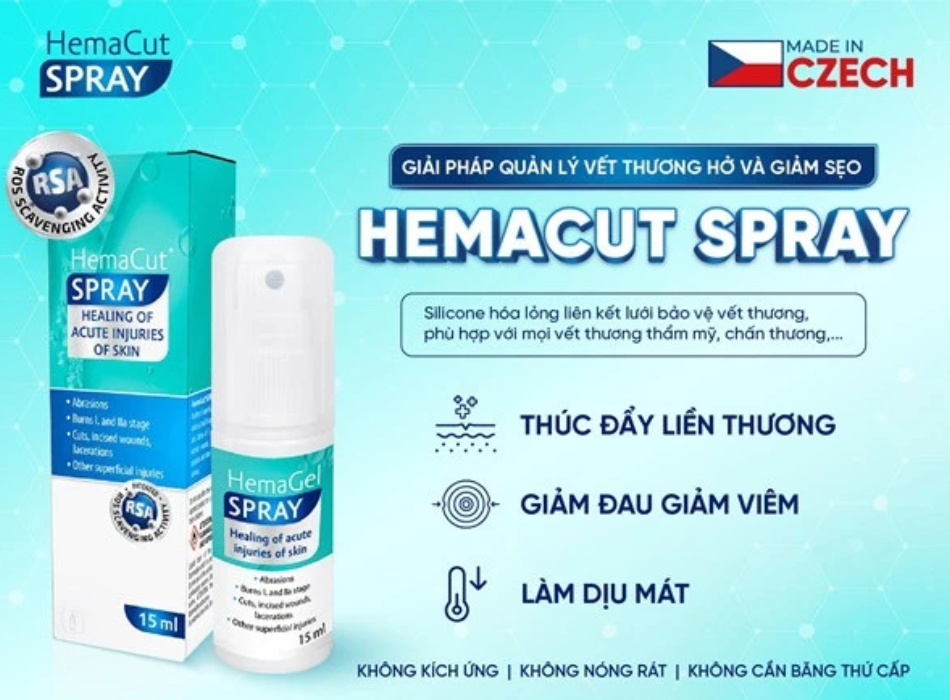 Xịt lành thương HemaCut Spray - Chuyên gia chữa lành vết thương đã có mặt tại Rejuvaskin